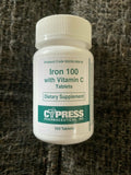 Cypress Iron 100mg Vitamin C 250mg Dietary Supplement Blood Health Tablets 100ct