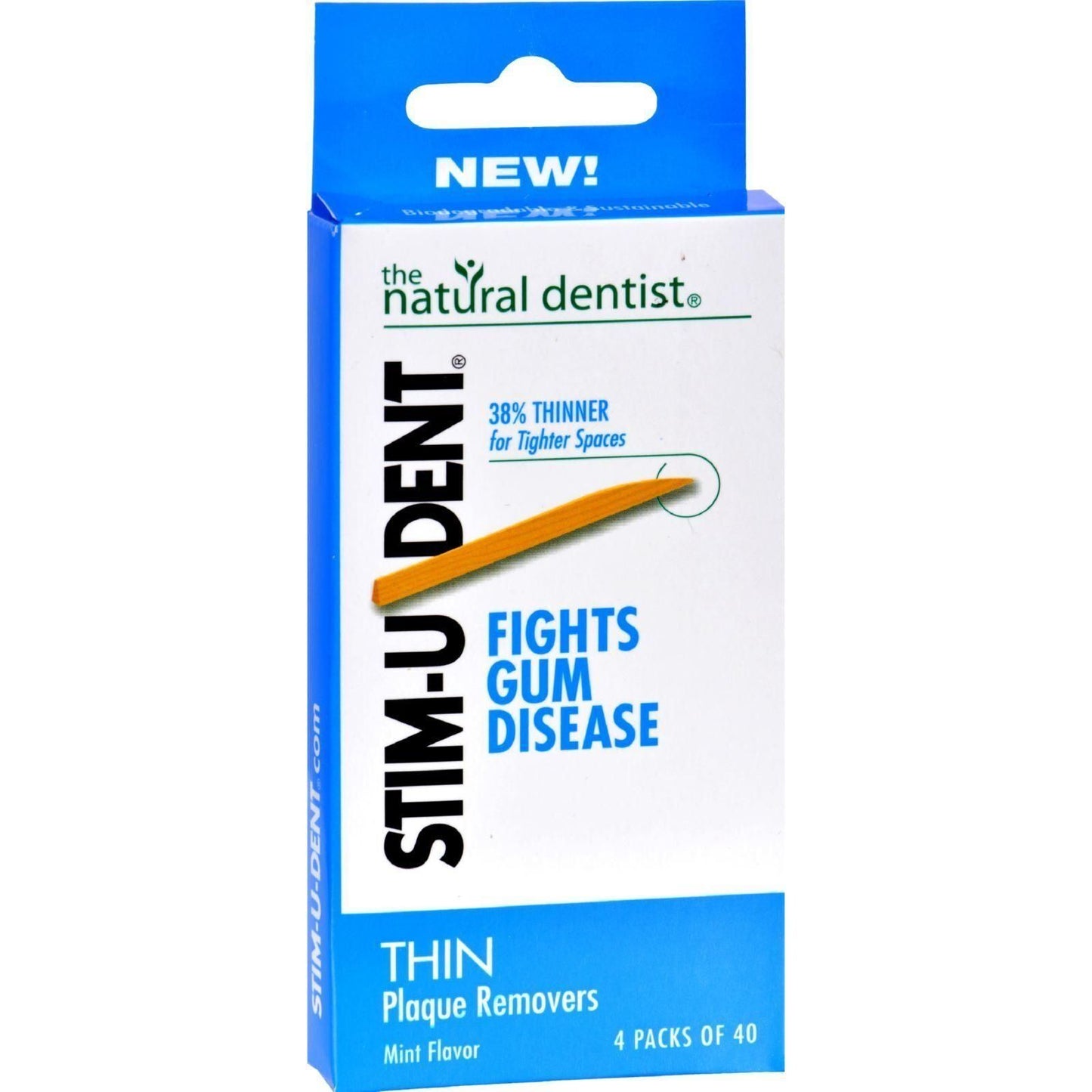 The Natural Dentist Stim-U-Dent Thin Plaque Removers with Mint Flavor 160 Count