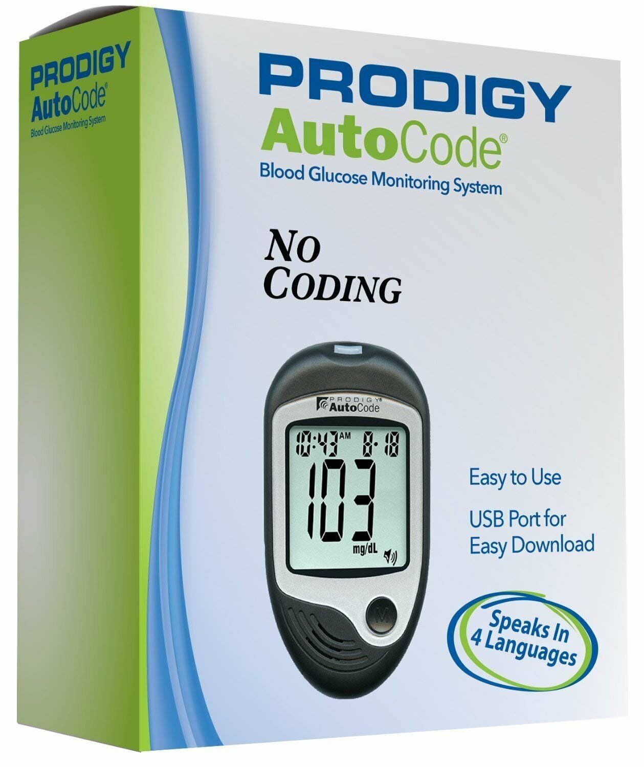 Prodigy AutoCode Talking Blood Glucose Monitoring with 4 Languages System 1 Each