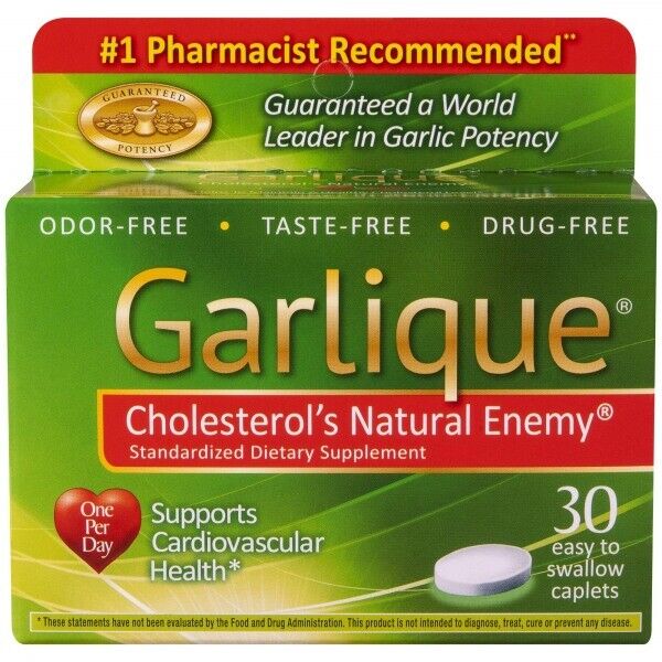 Garlique Standardized Supplement Caplets Support Cardiovascular Health 30 Count