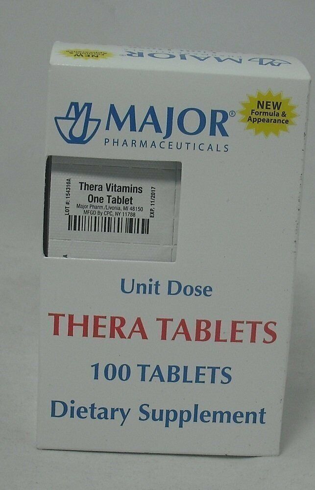 Major Thera Multivitamin Tablets Dietary Supplement Vitamin Deficiency 100ct