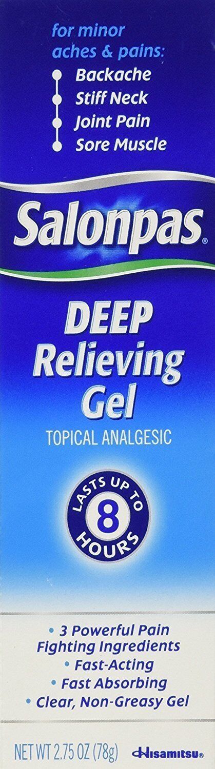 Salonpas Deep Pain Relieving Gel Topical Analgesic Fast Absorbing 2.75 Ounces
