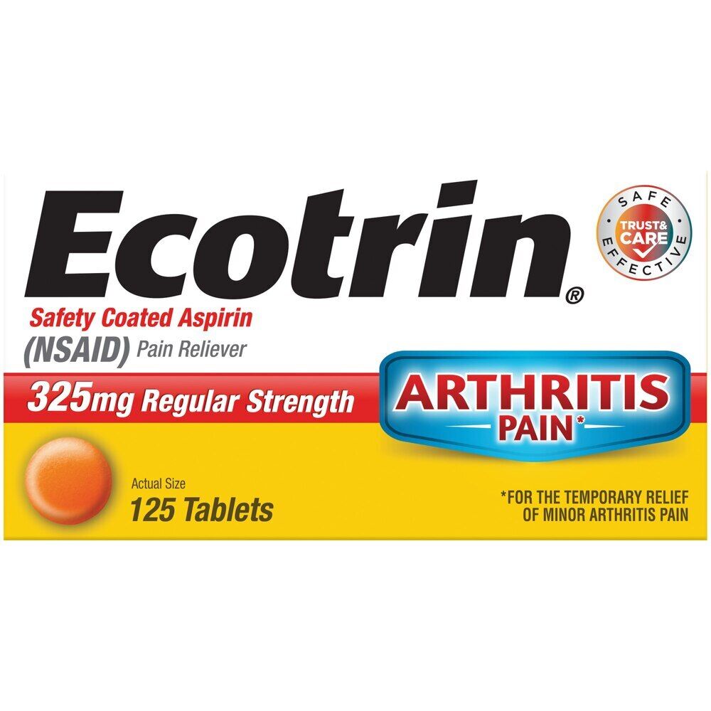 Ecotrin Aspirin Arthritis Safety Coated Tablets Regular Strength 325mg 125 Count