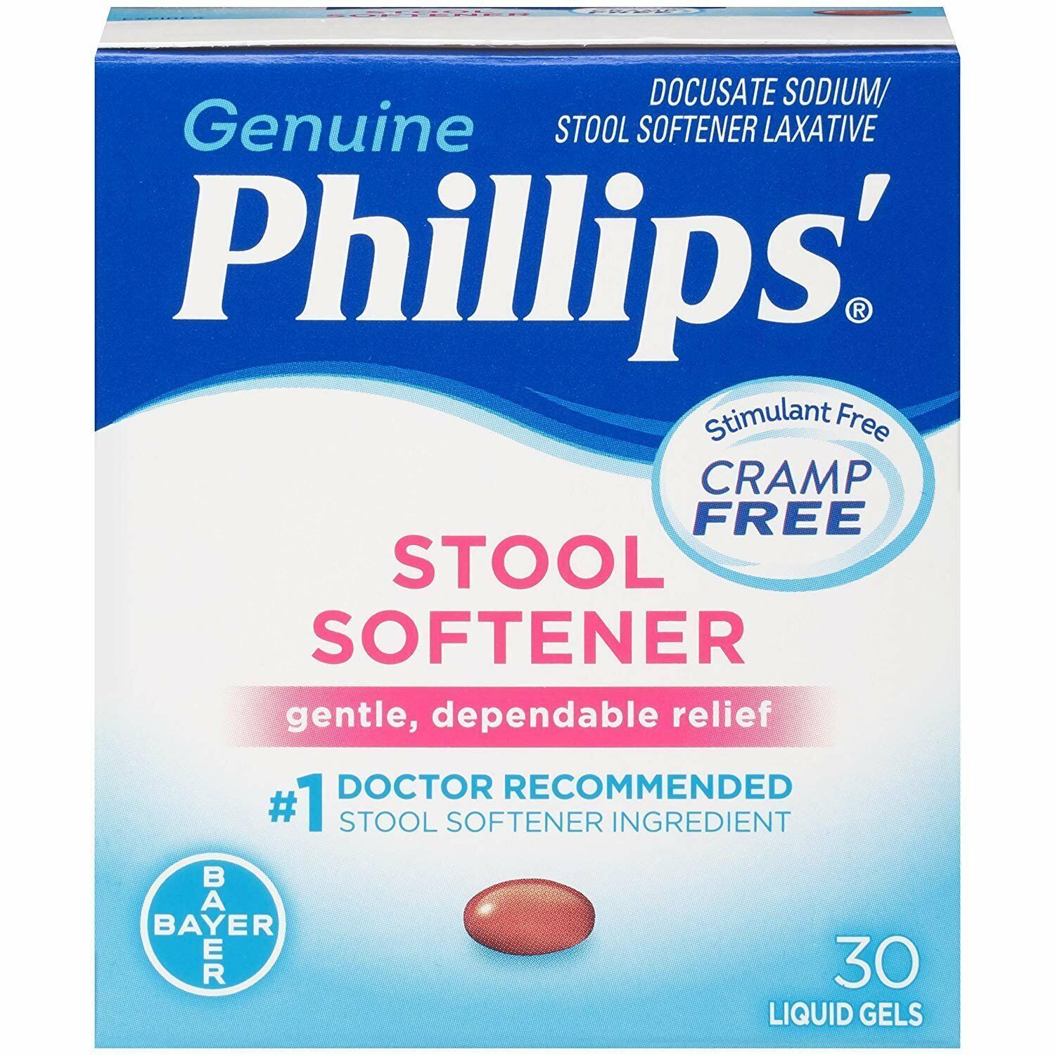 Genuine Phillips' Stool Softener Laxative Gentle Dependable Relief 30ct 2   