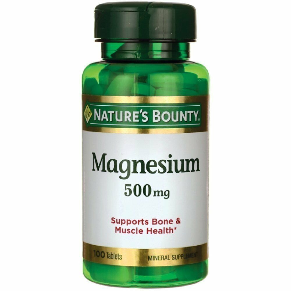 Nature's Bounty Magnesium Tablets Support Bone & Muscle Health 500 mg 100 Count