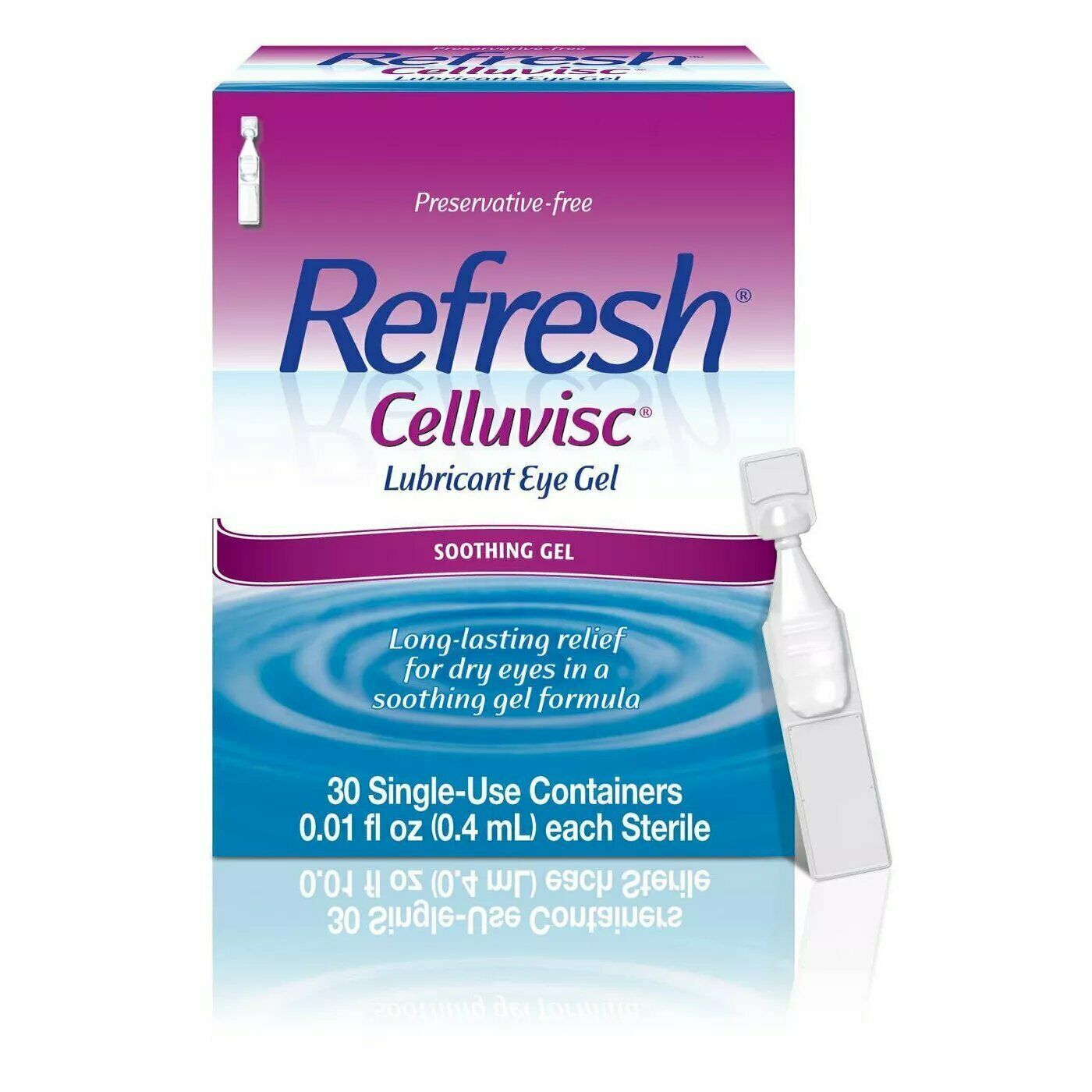 Refresh Celluvisc Lubricant Eye Gel Soothing Preservative Free Dry Relief 30ct