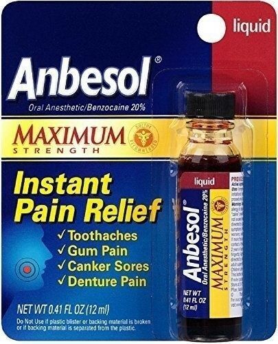 Anbesol Benzocaine 20% Oral Anesthetic Instant Fast Pain Relief Liquid 0.41 oz