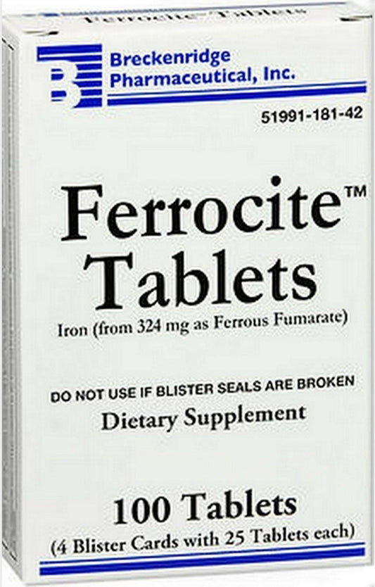 Breckenridge Pharma Ferrocite Iron Dietary Supplement Blood Health Support 100ct