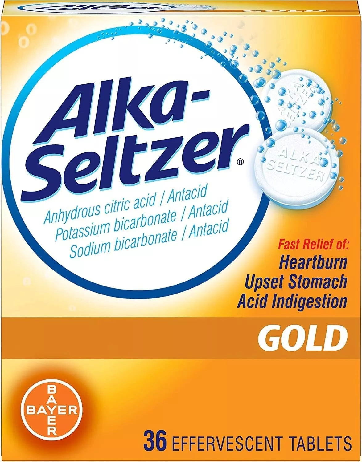 Alka-Seltzer Effervescent Gold - 36 Tablets - Aspirin Free - 2 Pack