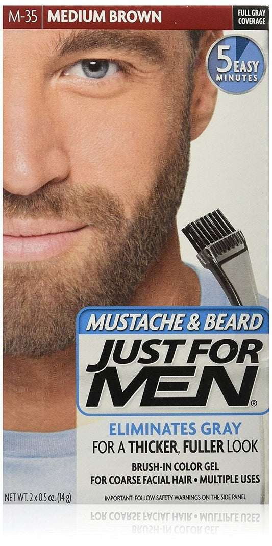 Just For Men Easy Brush-in Color For Mustache & Beard M-35 Medium Brown 1 Count