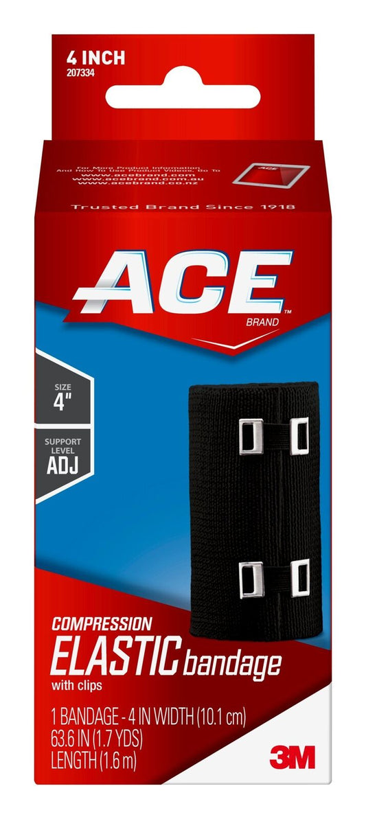 3M Ace Compression Elastic Bandage Adjustable Support 4 Inch Black Color 1 ct