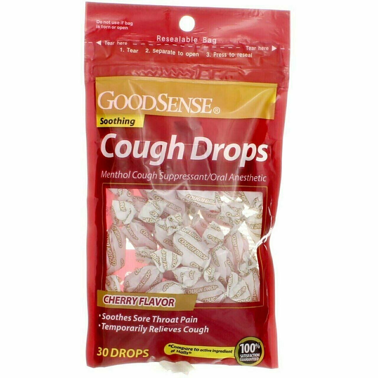 Goodsense Soothing Menthol Cough Drops Sore Throat Relief Cherry 30 ct    2