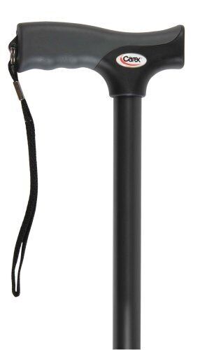 Carex Soft Grip Walking Cane Convenient Wrist Strap Cushion Handle Black 1 ct