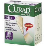 Curad Regular Size Sheer Adhesive Bandages Four Sided Seal Ultra Thin 80 Count