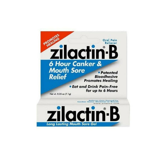 Zilactin B Canker & Mouth Sore Gel Long Lasting Oral Pain Fast Relief 0.25oz