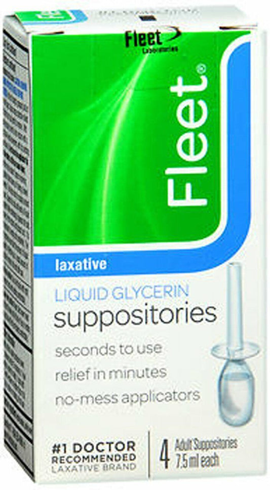 Fleet Laxative Liquid Glycerin Suppositories 4 Adult Suppositories 4.5Oz 12
