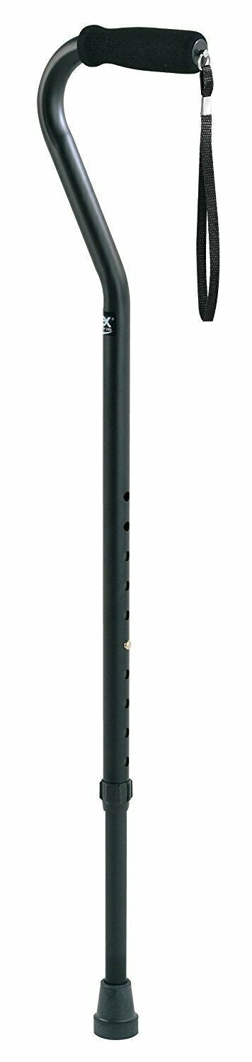 Carex Health Adjustable Walking Cane Offset Cushion Handle Black Color Soft 1ct