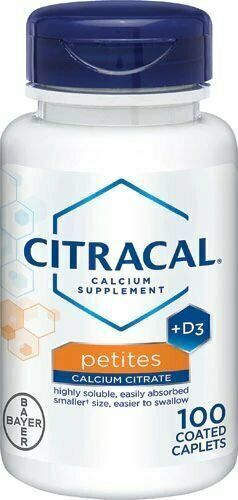 Citracal Petites Calcium Citrate Vitamin D3 Supplement Bone Health Caplet 100ct
