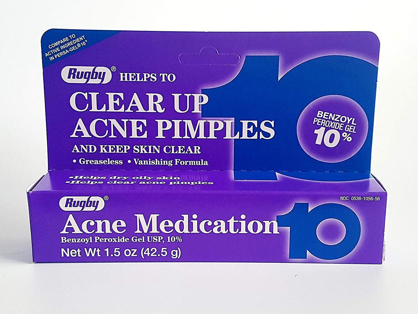 Rugby Acne Medication Benzoyl Peroxide Gel Helps Clear Up Acne Pimples 1.5 Ounce