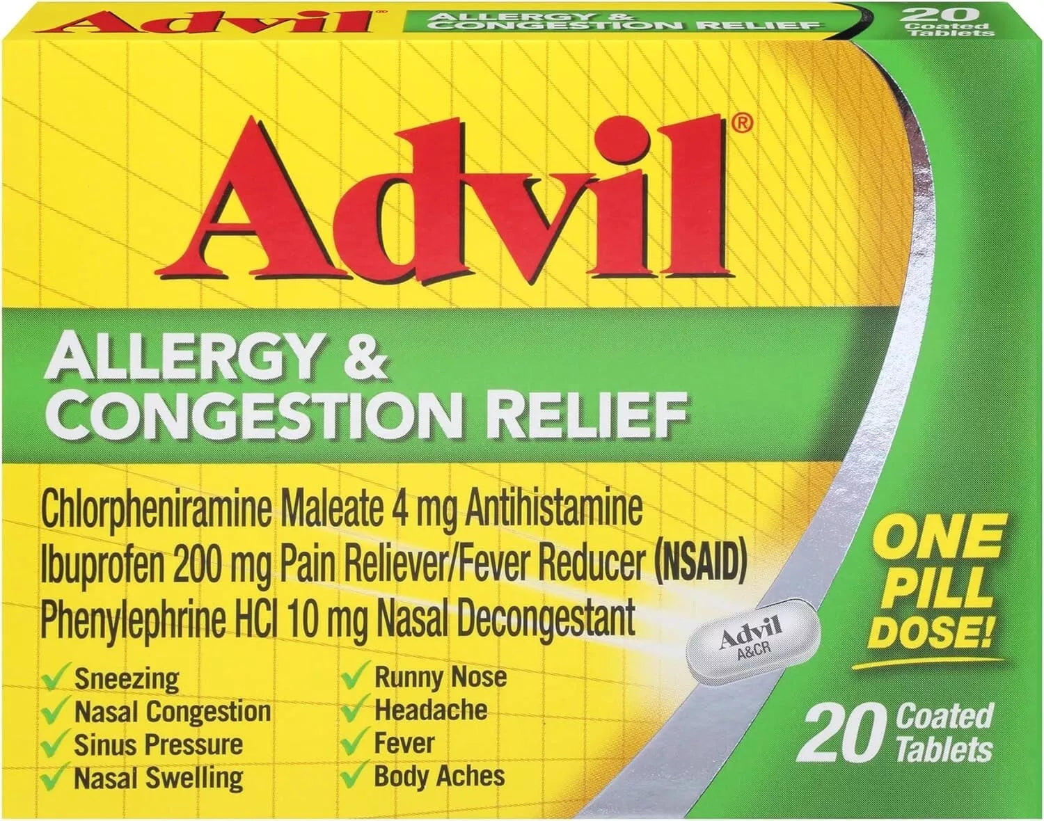 Advil Allergy & Congestion Relief 20 Coated Tablets