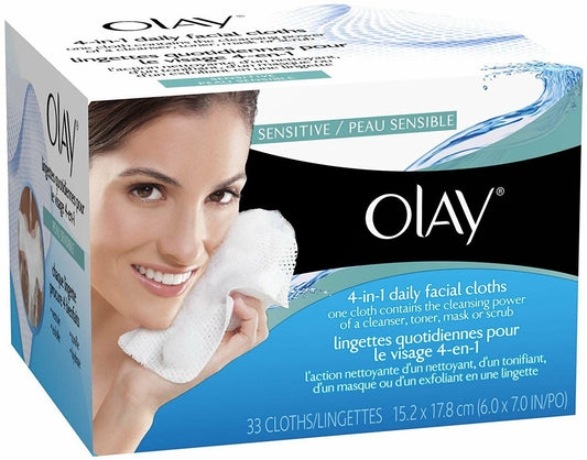 OLAY Daily Facials 5-in-1 Clean Water Activated Dry Cloths Fragrance Free 33 Ct