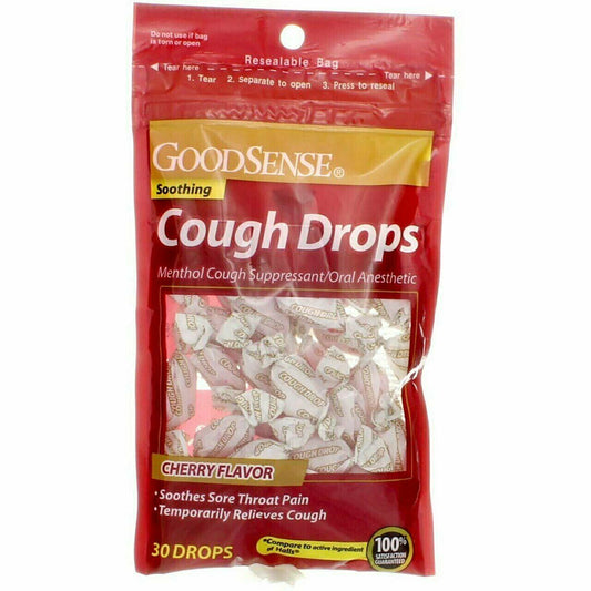 Goodsense Soothing Menthol Cough Drops Sore Throat Relief Cherry 30 ct