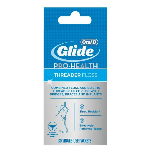 Oral-B Glide Threader Floss Pro-Health For Braces & Implants Shred Resist 30 Ct