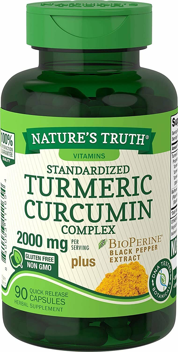 Natures Truth Turmeric Curcumin with Black Pepper 2000mg Dietary Capsules 90 Ct