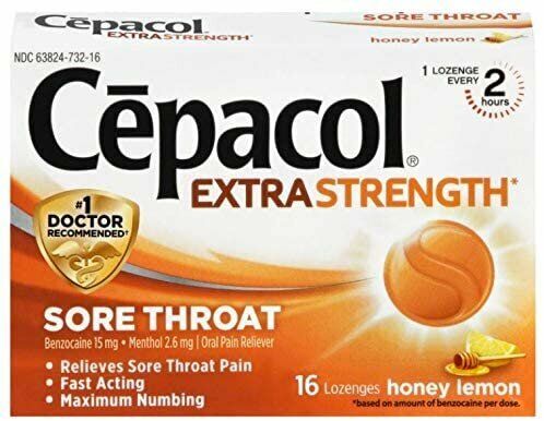 Cepacol Extra Strength Sore Throat Lozenges Honey Lemon Menthol 16 Ct    4