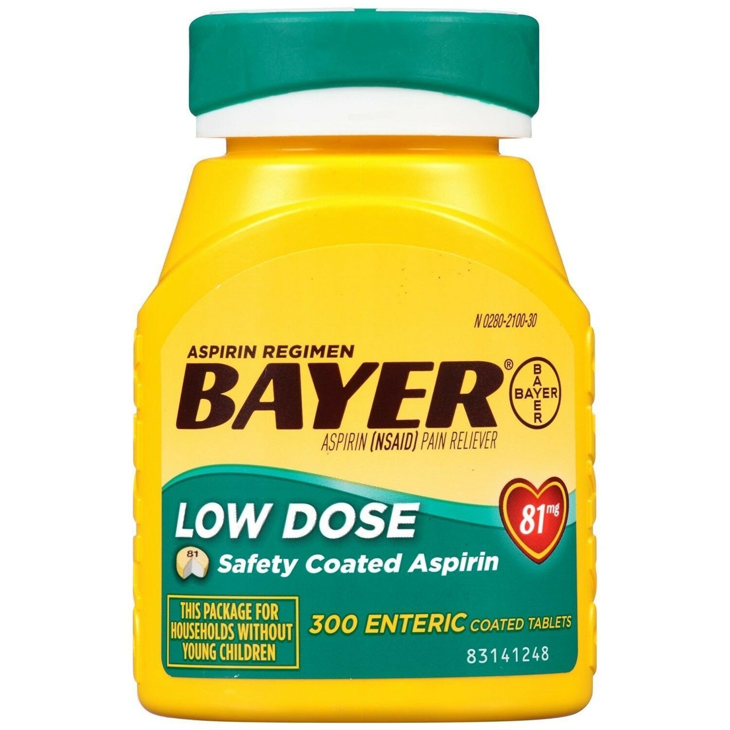 Bayer Aspirin Regimen Low Dose 81mg Enteric Coated Tablets Pain Reliever 300ct