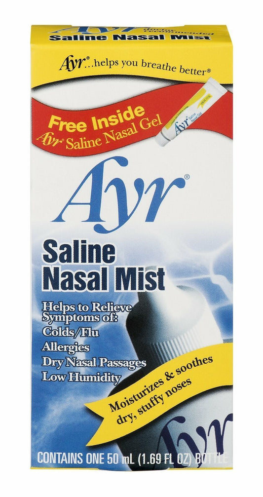 Ayr Saline Nasal Mist Moisturizes & Soothes Dry Stuffy Nose Gluten Free 1.69 oz
