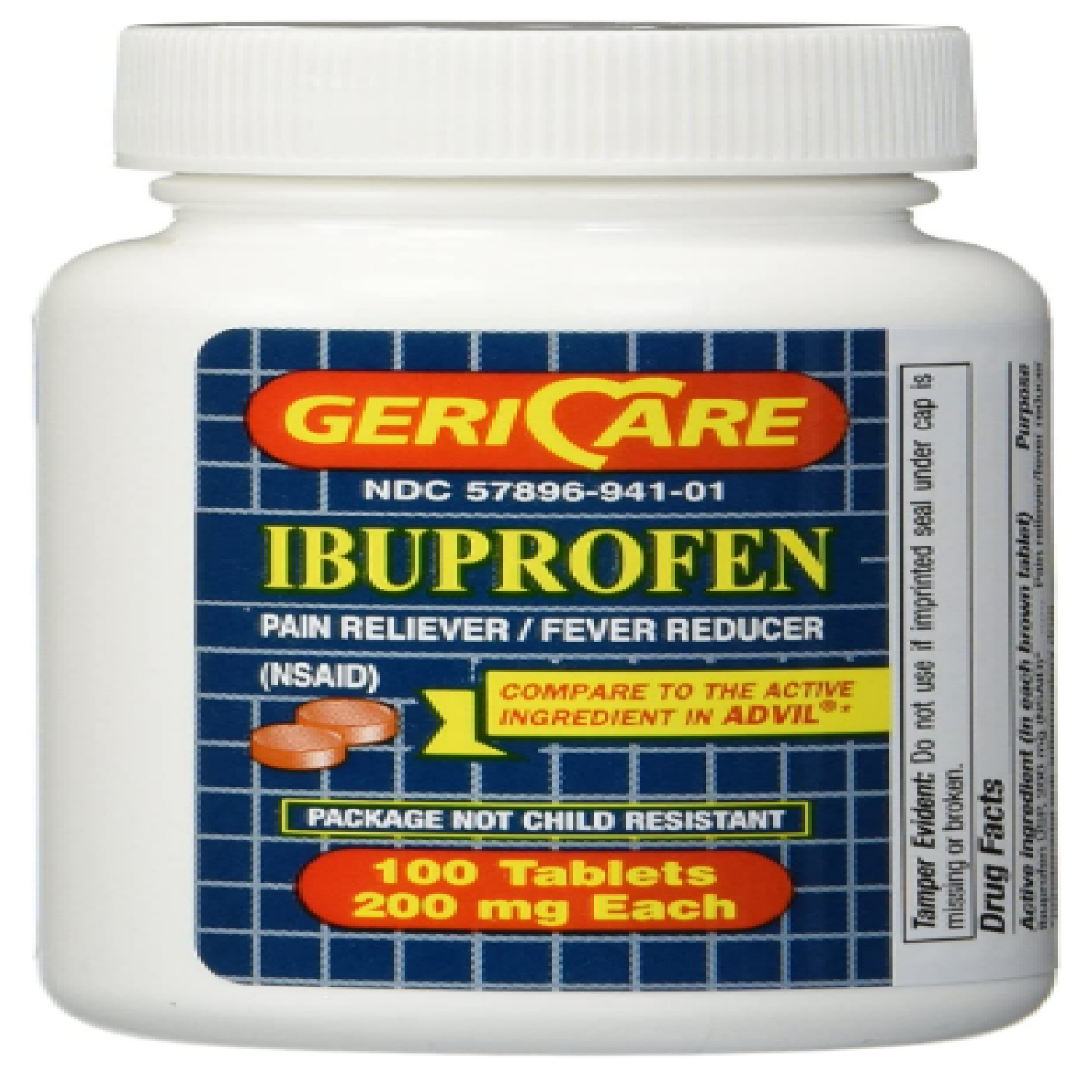 Gericare Ibuprofen 200mg Pain Reliever Fever Reducer NSAID Coated Tablets 100ct 2   