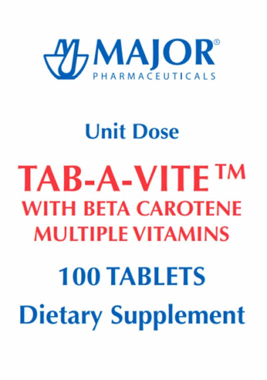 Major Tab A Vite Beta Carotene 3000IU Multiple Vitamins Supplement Tablet 100ct