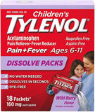 Childrens Tylenol Acetaminophen Dissolve    Powder Wild Berry Flavor 18 Count