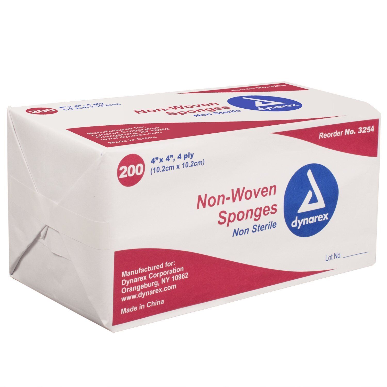 Dynarex Gauze Sponges Non Woven Non Sterile Disposable 4 x 4 Inch 4 Ply 200 ct