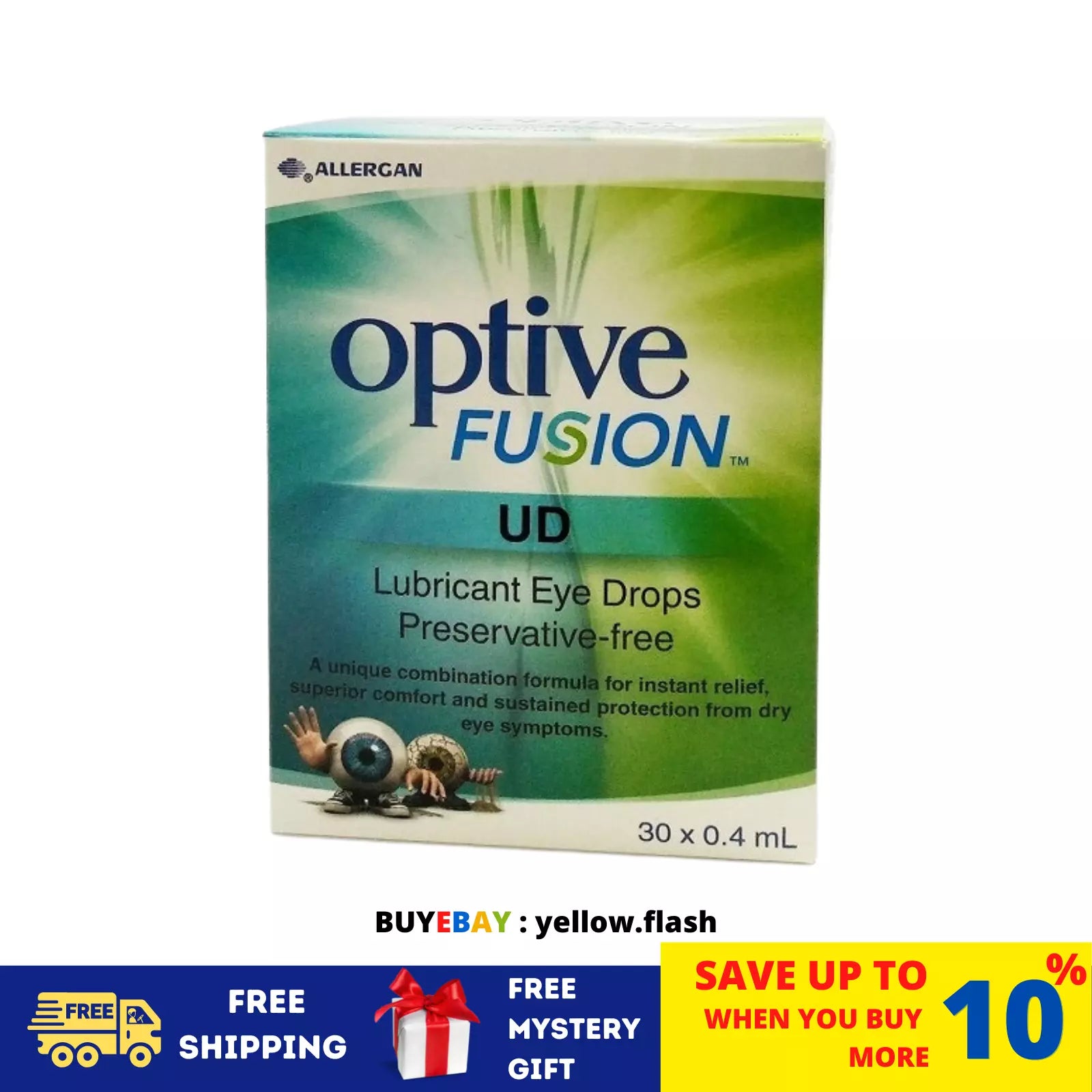 Optive fusion UD Lubricant Eye Drops helps maintains hydration on eyes 30 x0.4ml