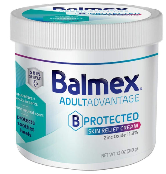 Balmex Adult Care Rash Cream Zinc Oxide 11.3% Soothe Protect Skin Gentle 12 oz