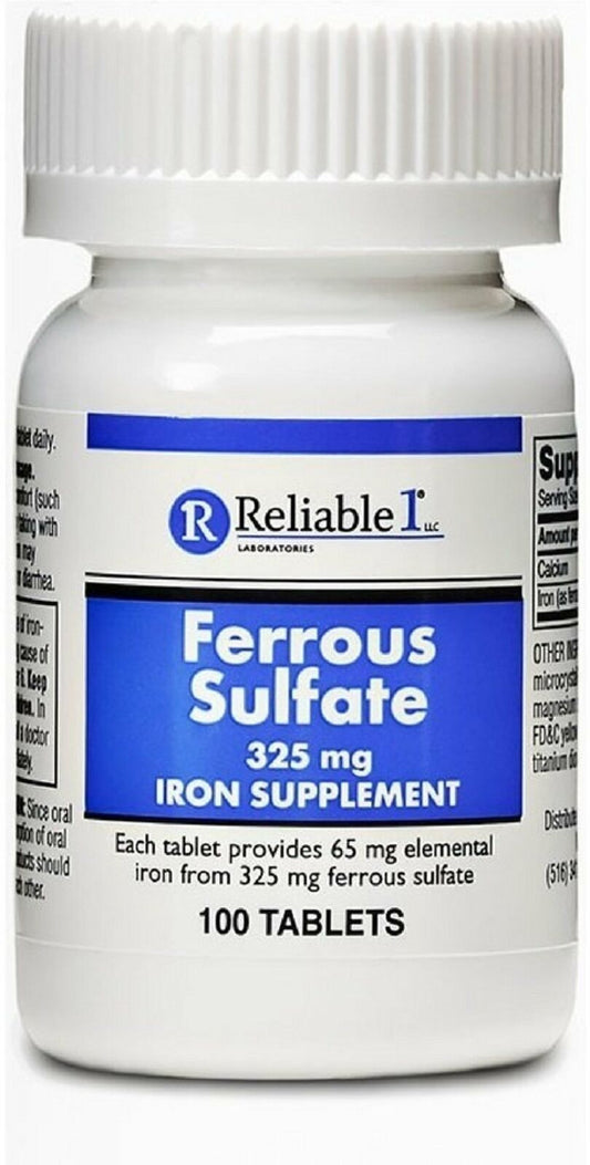 Ferrous Sulfate 325 mg Iron Supplement Tablets Dietary Reliable1 100 Count