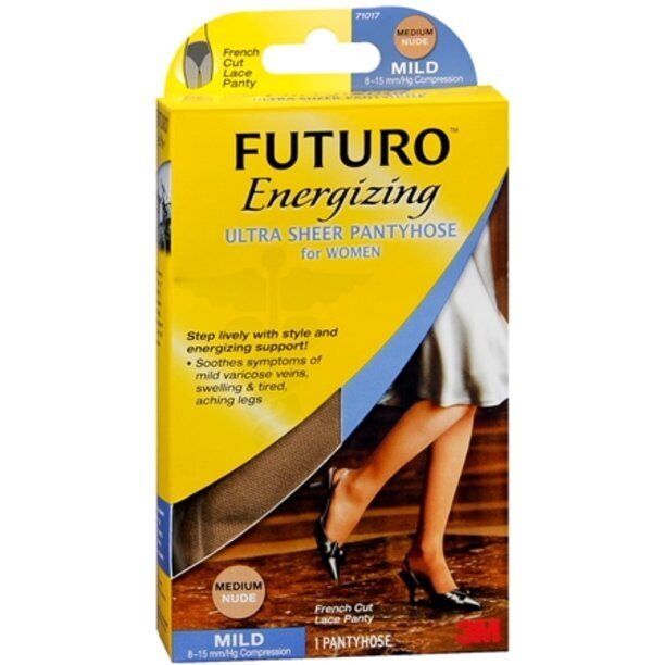3M Futuro Ultra Sheer Pantyhose Energizing Support Mild French Cut Nude 1 Pair