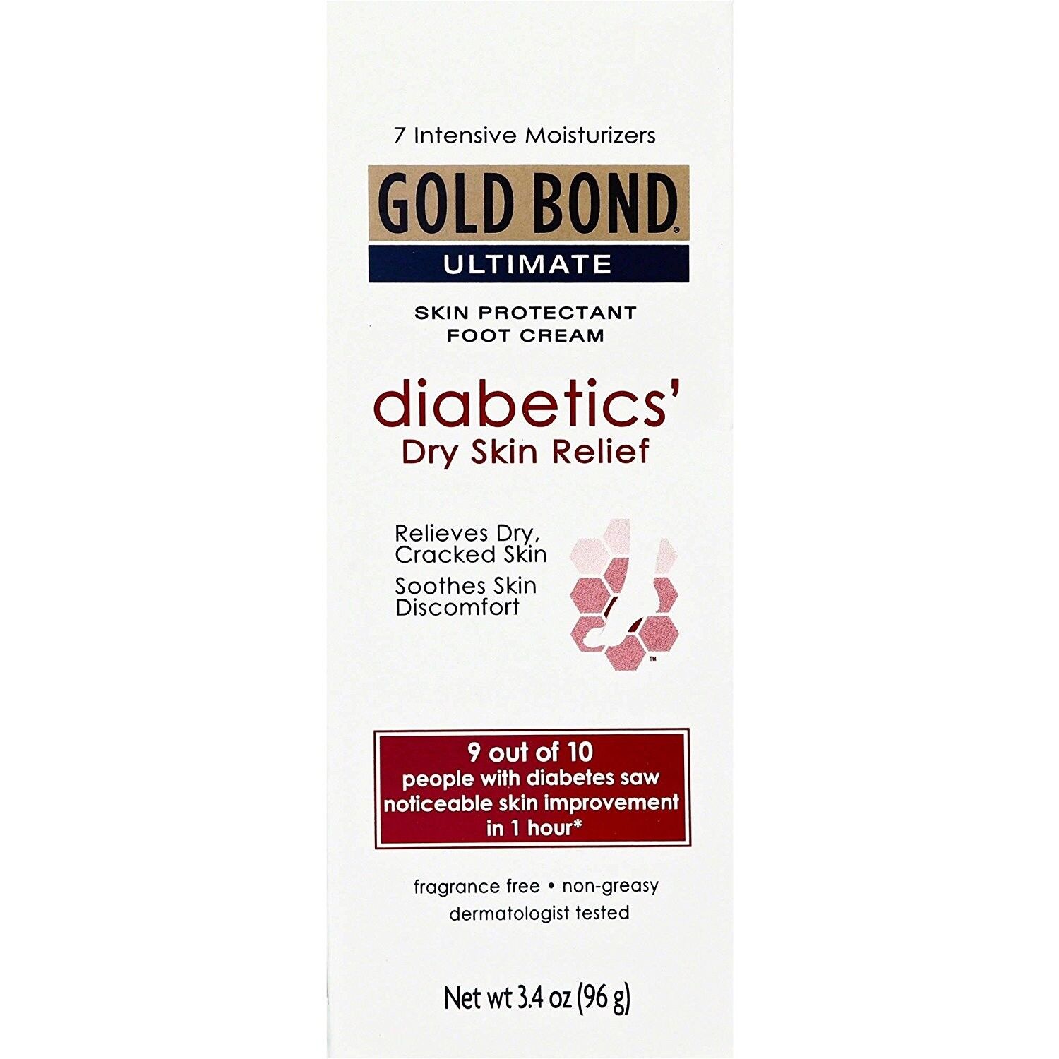 Gold Bond Ultimate Diabetics Dry Skin Relief Foot Cream Skin Protectant 3.4 oz