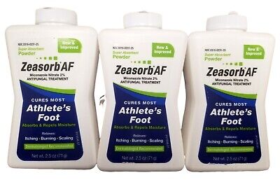 Zeasorb AF Antifungal Powder Athlete's Foot, etc 2.5oz (3 Pack) Green