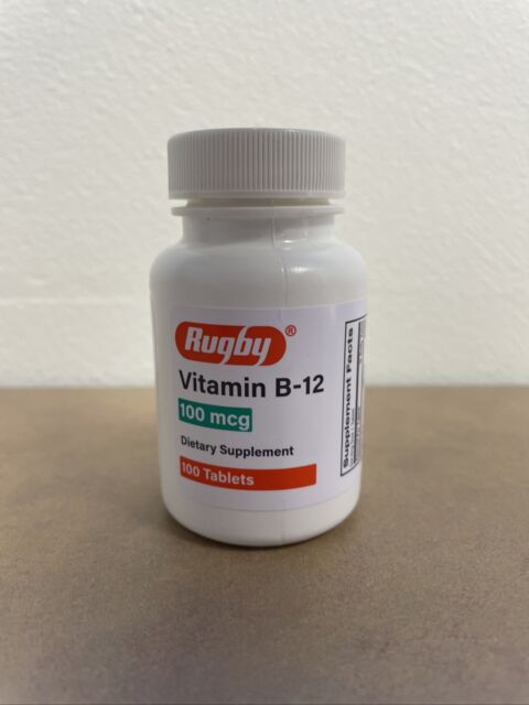 Rugby Vitamin B-12 100 MCG Tablet Nervous System Health 100 Count